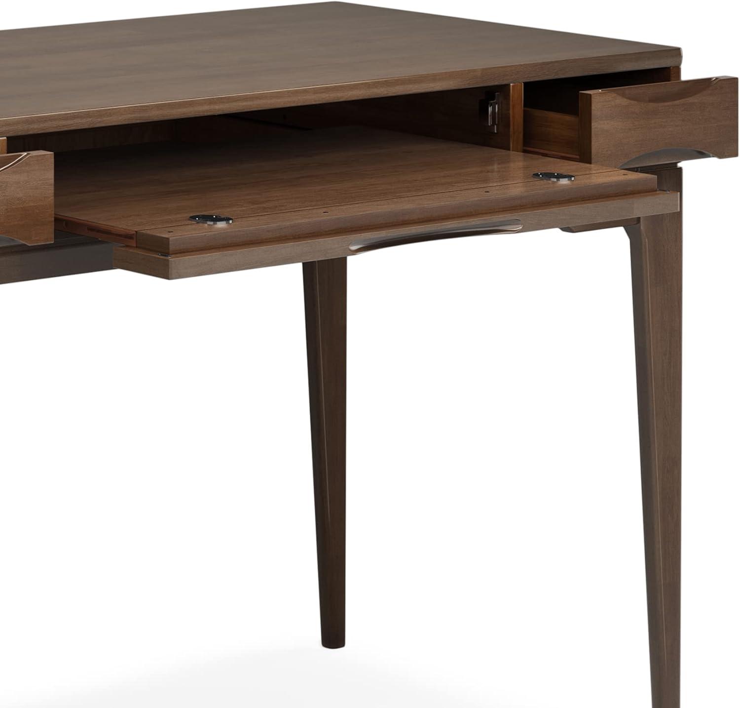 Simpli Home Harper Solid Wood Desk, Contemporary Style with Keyboard Tray and Storage