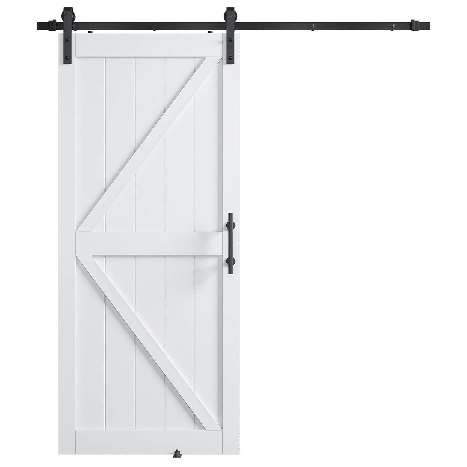 LDB_BUILDING Manufactured Paneled Wood Prefinished Barn Door with Installation Hardware Kit