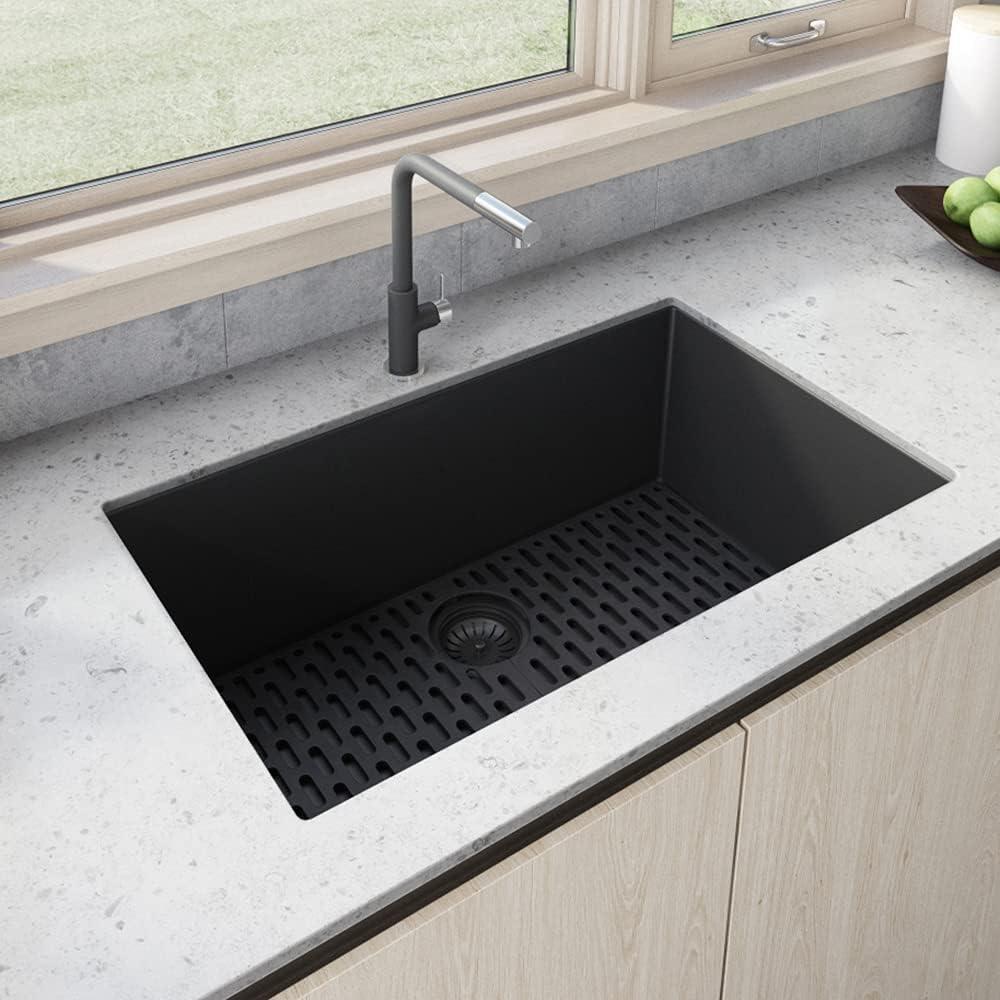 Ruvati 30 x 18 inch Granite Composite Undermount Single Bowl Kitchen Sink