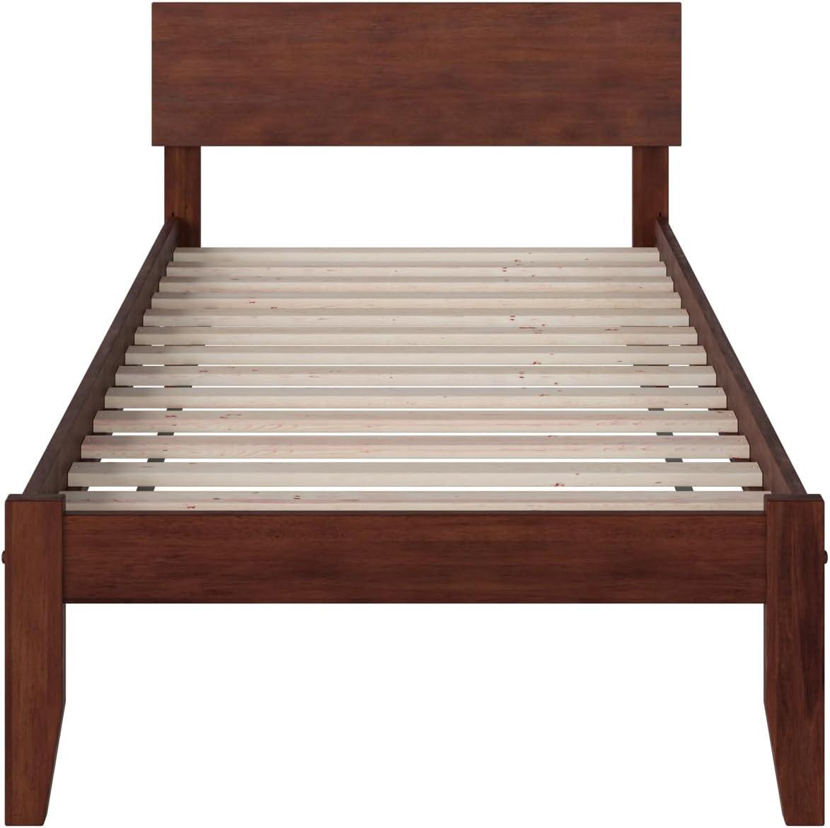 AFI Furnishings Orlando Twin Extra Long Platform Bed with Open Footboard and Turbo Charger in Walnut