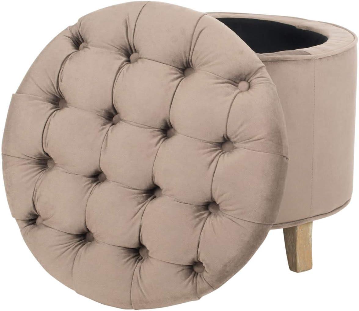 Amelia Tufted Storage Ottoman - Navy - Safavieh