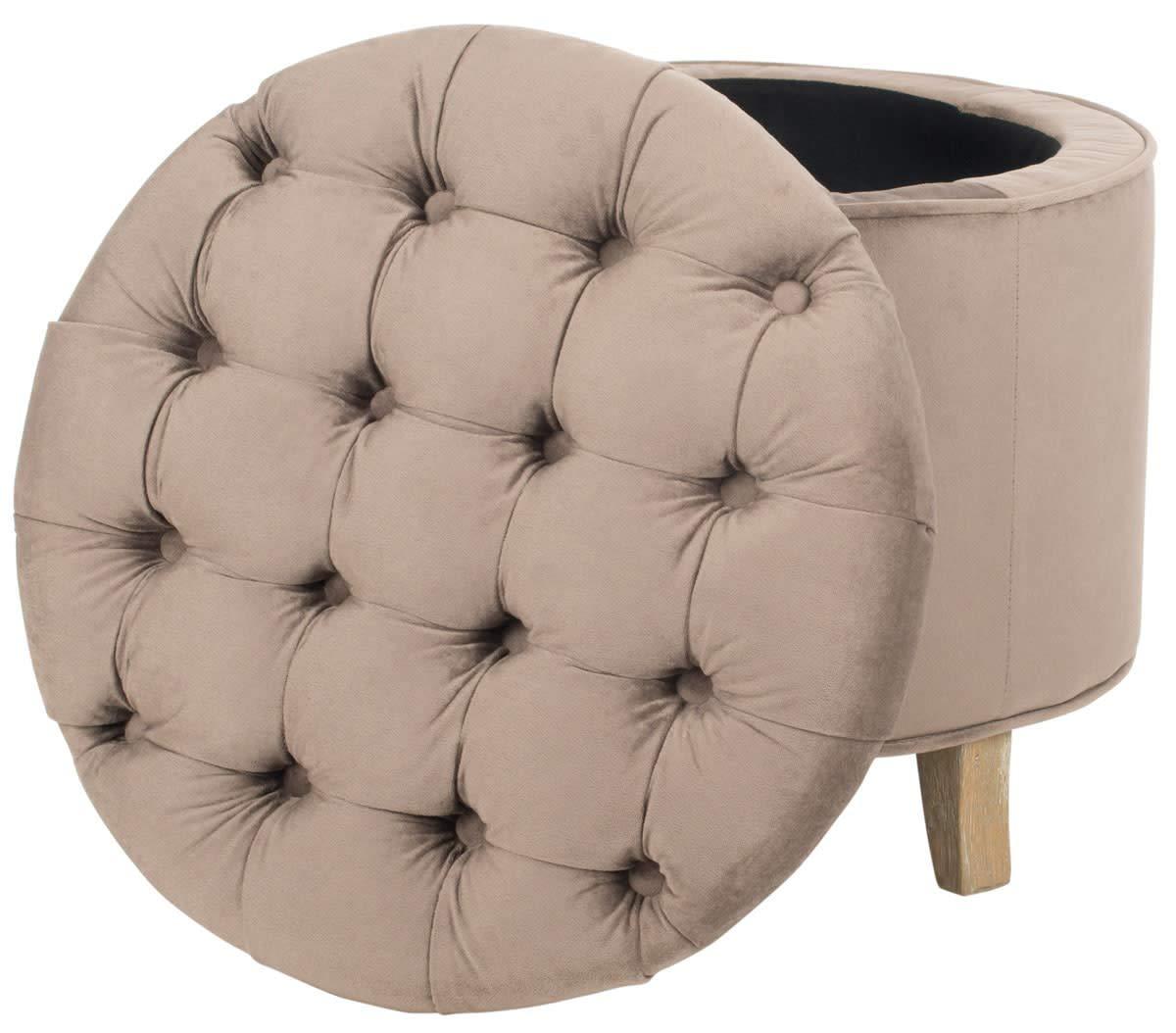 Amelia Tufted Storage Ottoman - Navy - Safavieh
