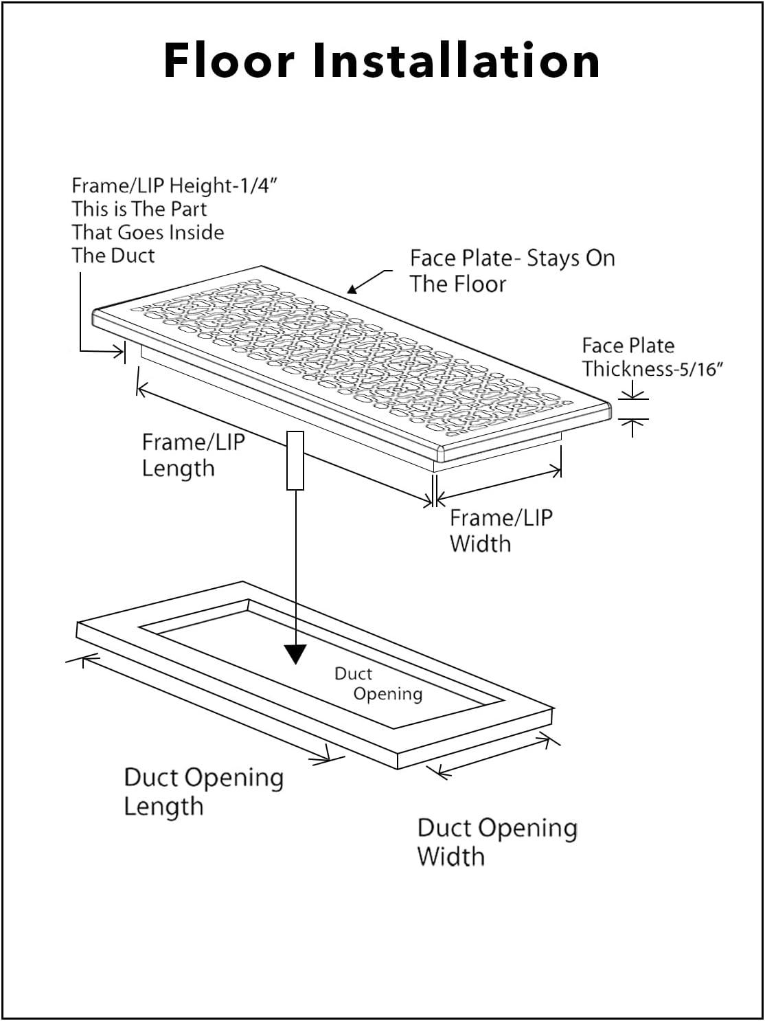 Achtek Air Return 6"x24" (Overall Size 8"x24") | Cast Aluminum Air Grille | HVAC Duct Cover for Home Ventilation