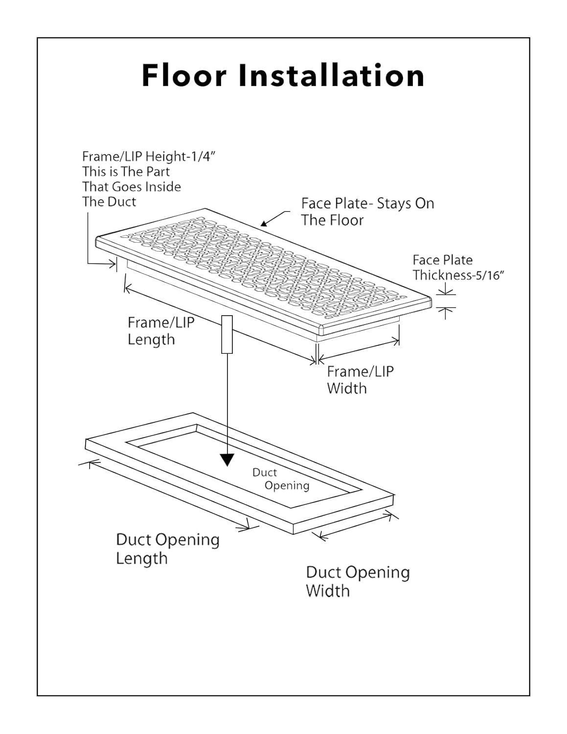 Achtek Air Return 6"x24" (Overall Size 8"x24") | Cast Aluminum Air Grille | HVAC Duct Cover for Home Ventilation