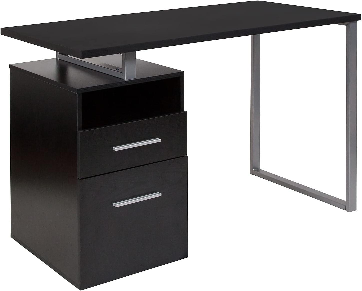 Leo Computer Desk with Two Drawers and Metal Frame