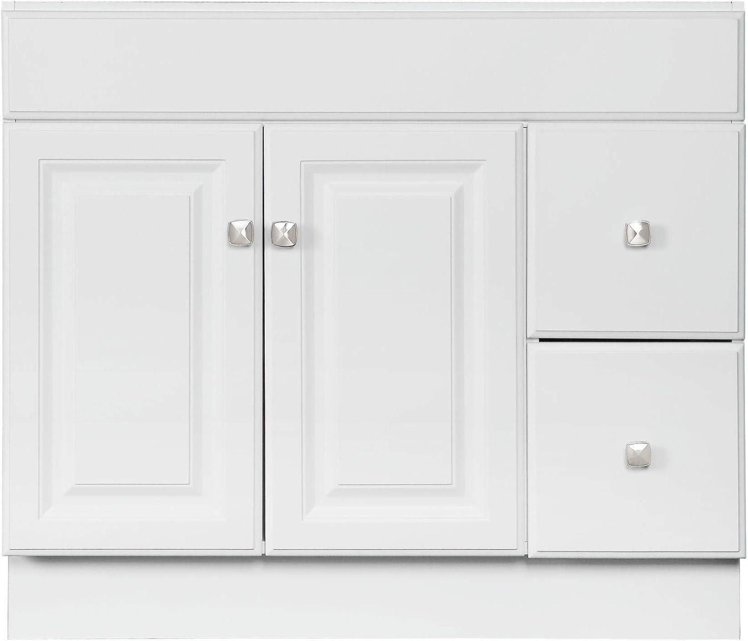 Design House 597245 Wyndham 36 Inch Unassembled 2-Door 2-Drawer Bathroom Vanity without Top, White