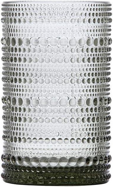 Jupiter Smoke Gray 13oz Beaded Detail Iced Beverage Glass Set of 6