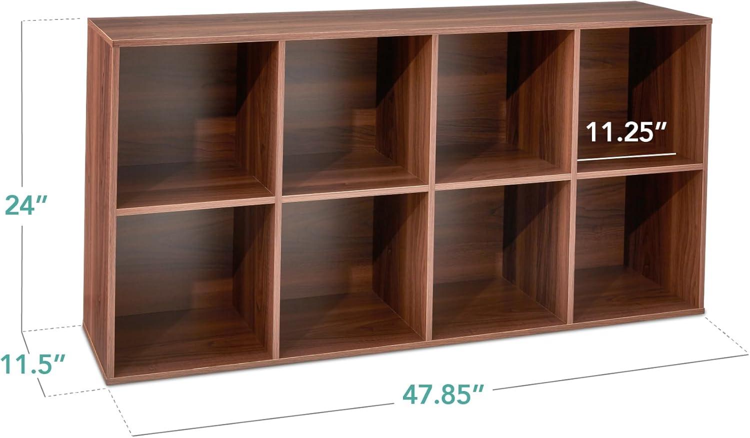 Best Choice Products 8-Cube Bookshelf, 11in Display Storage System, Organizer w/ Removable Back Panels - Walnut