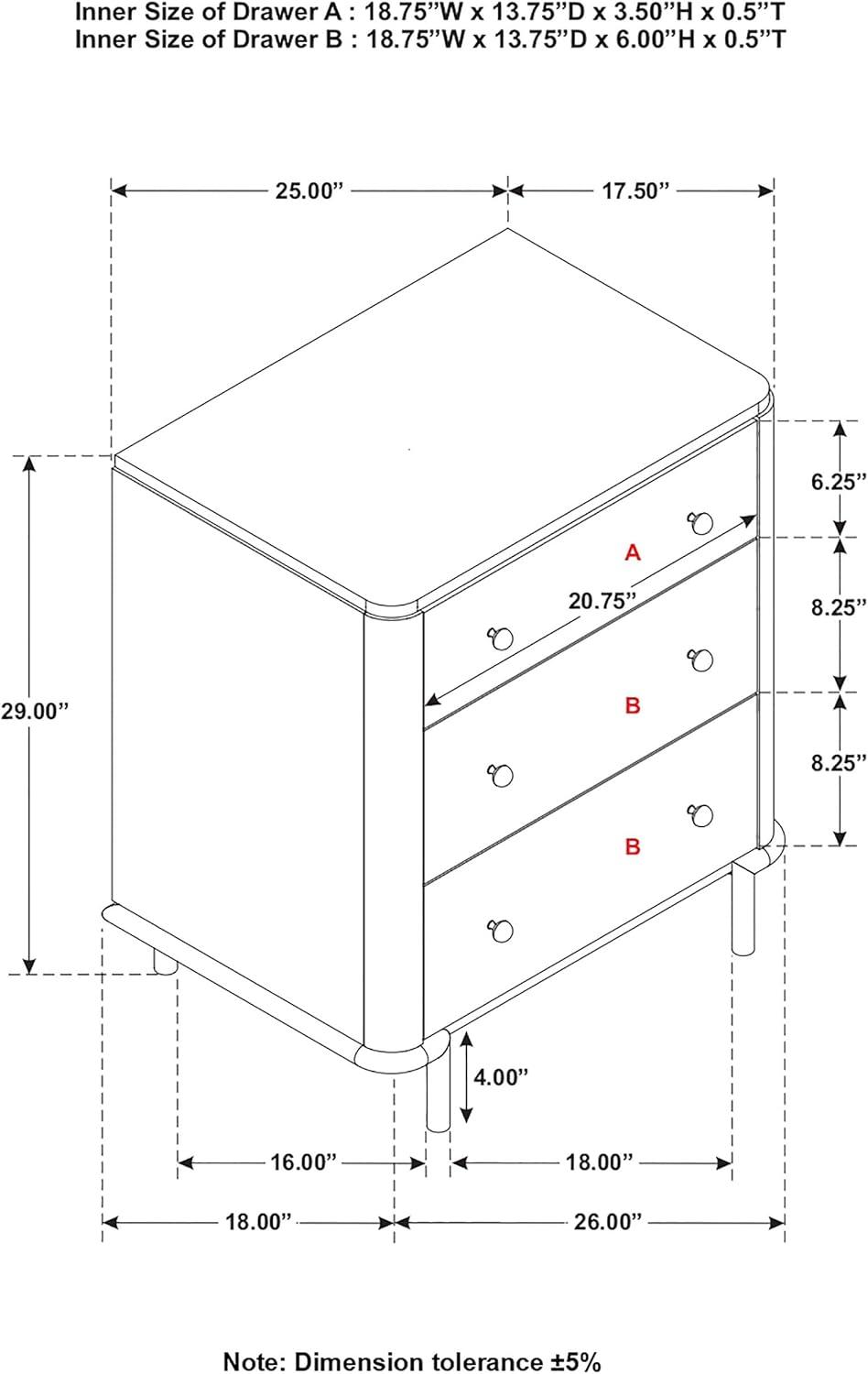 Arini 3-drawer Nightstand with Dual USB Ports Sand Wash