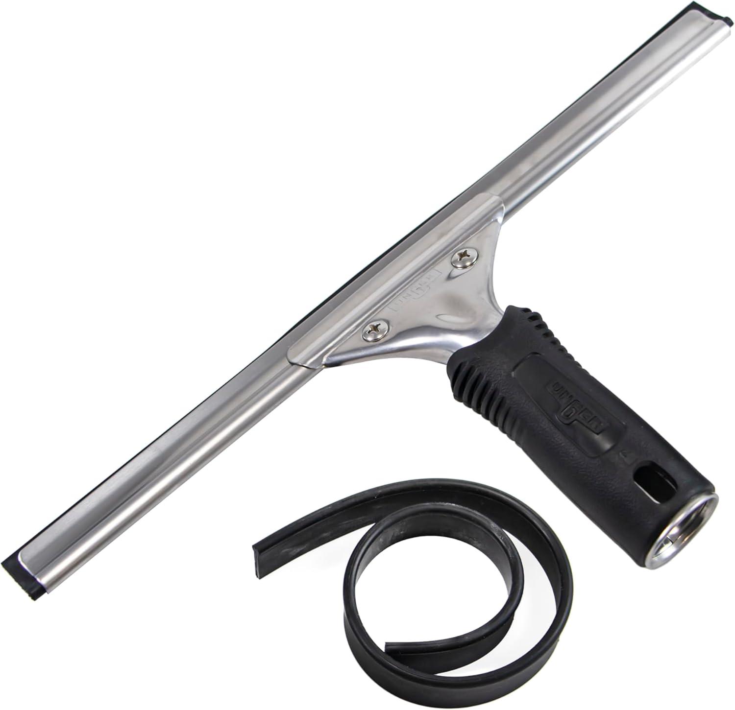 12-inch Stainless Steel and Plastic Window Squeegee with Rubber Blade