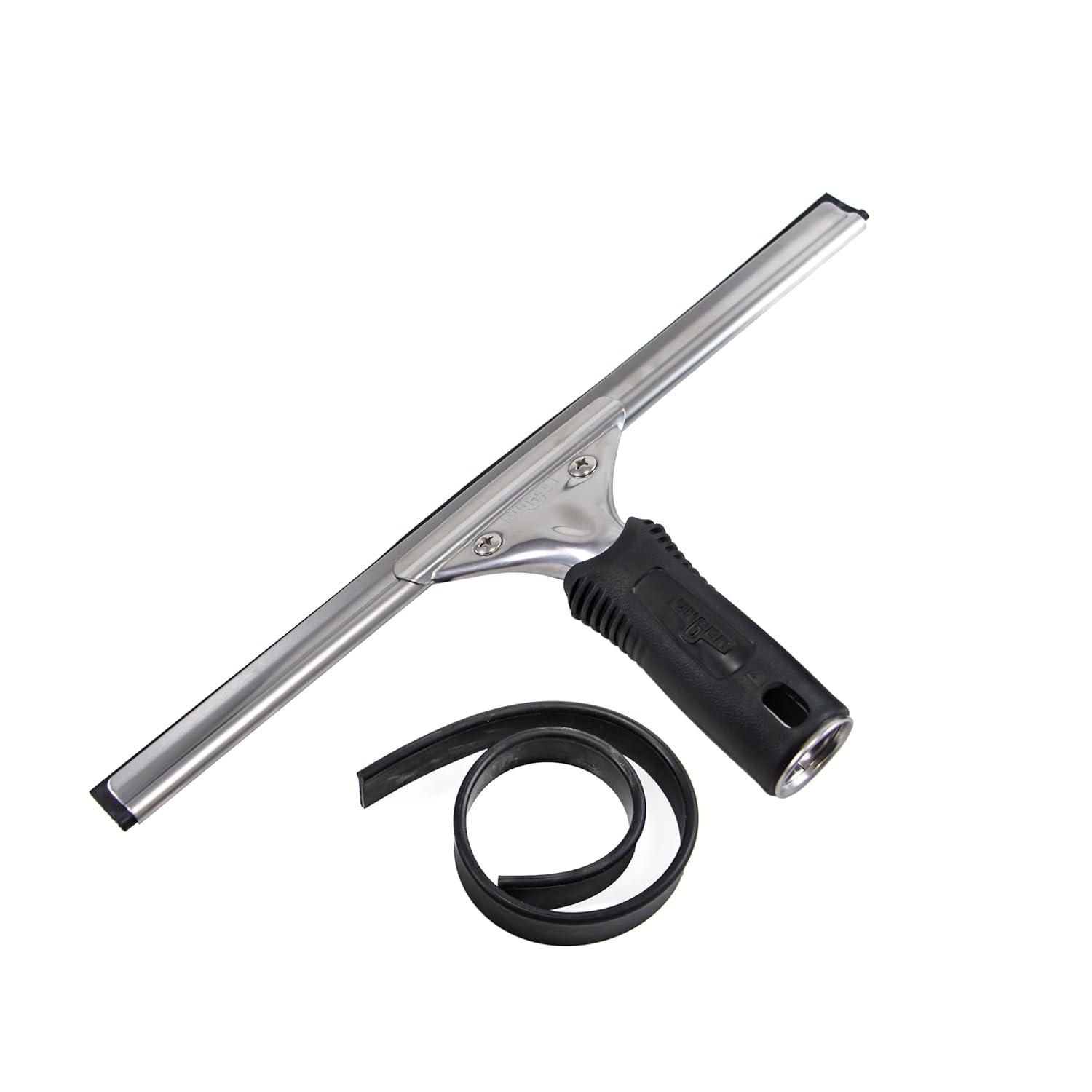 12-inch Stainless Steel and Plastic Window Squeegee with Rubber Blade