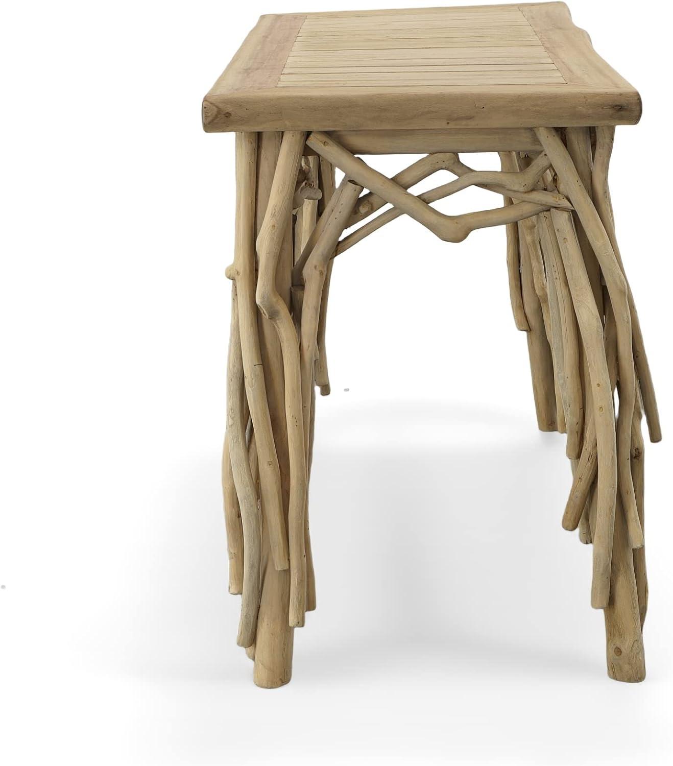 Farmhouse Branch Console Table, Natural Teak