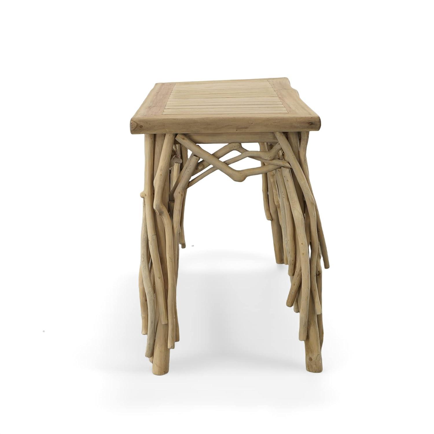 Farmhouse Branch Console Table, Natural Teak