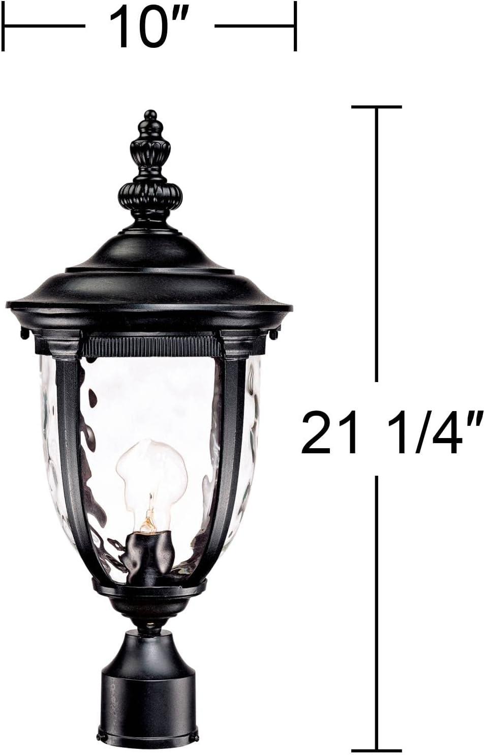 John Timberland Bellagio 21 1/4" High Country Outdoor Post Light Fixture Pole Porch House Weatherproof Texturized Black Finish Metal Clear Glass Shade