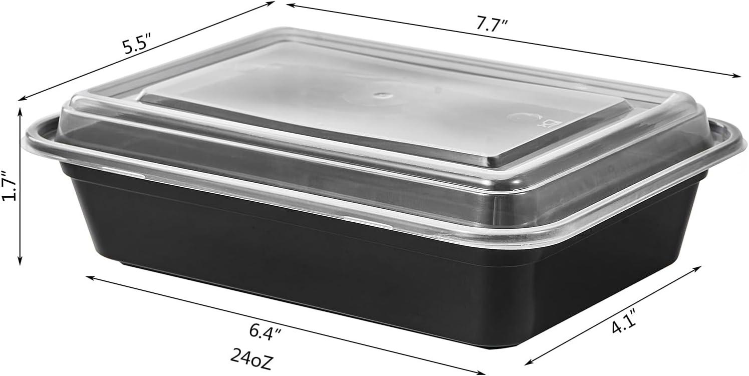 50 Pack Meal Prep Containers Reusable: 24 oz Food Prep Containers with Lids Leakproof, Food Storage Containers Stackable To Go Food Containers, Take Out Containers Microwave Freezer Dishwasher Safe