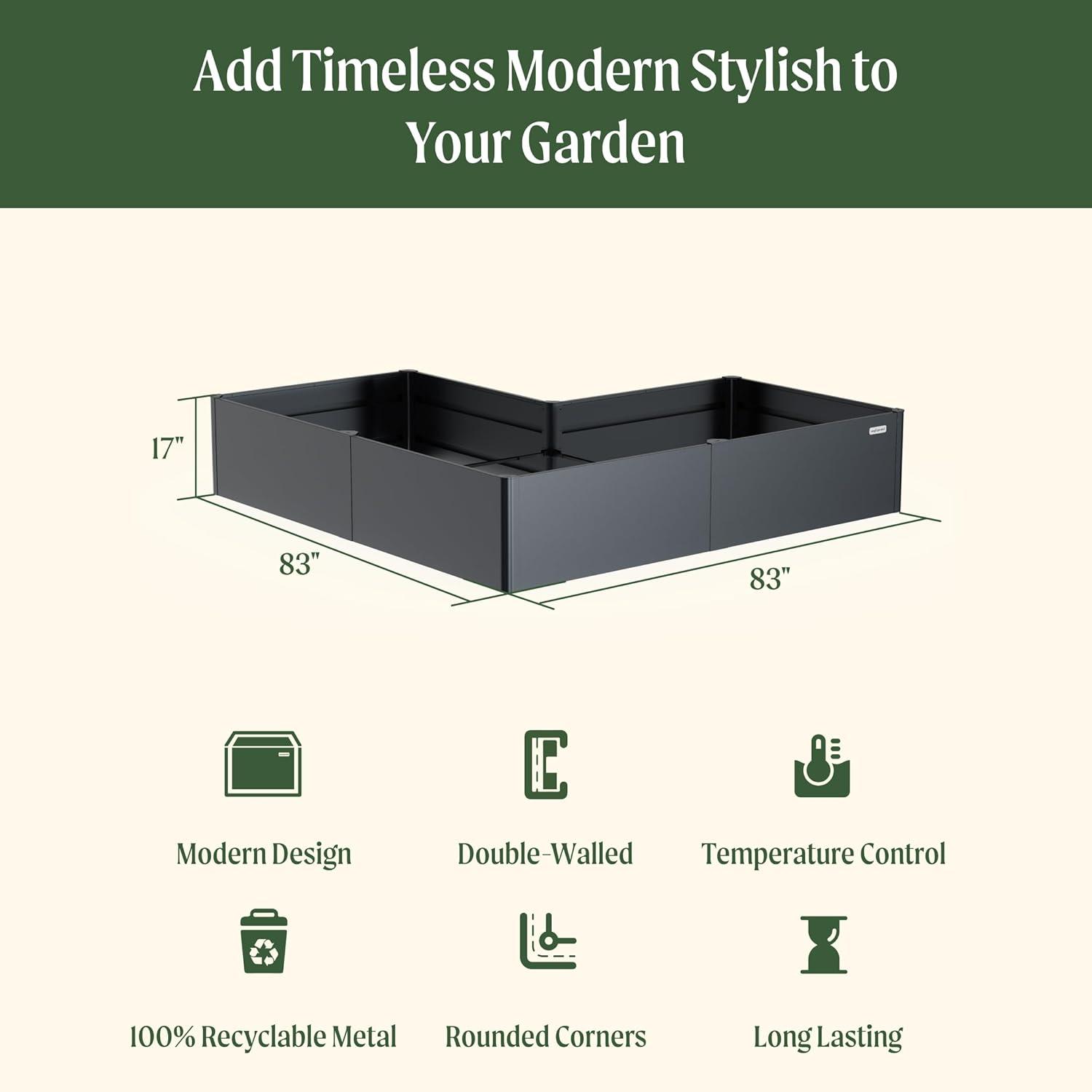 Vego Garden Metal Outdoor L Shape Planter Box