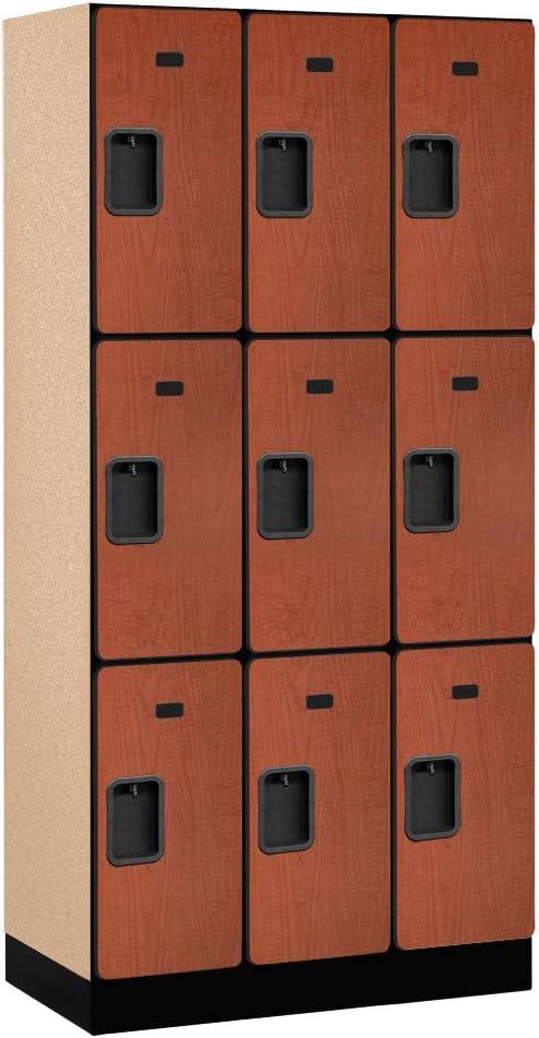 Cherry Three-Tier Lockable Wood Locker with Steel Handles