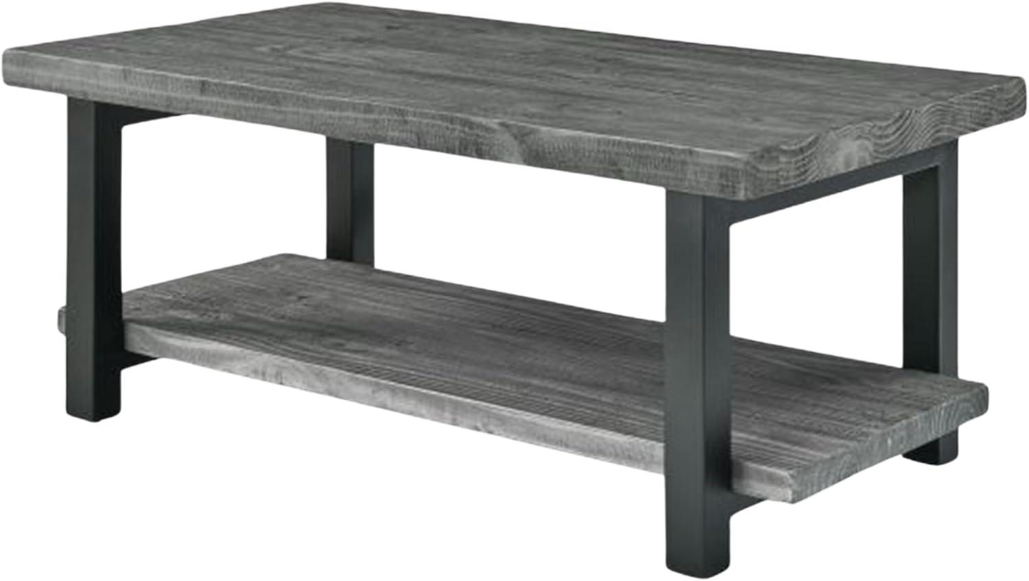 42" Pomona Metal and Reclaimed Wood Coffee Table Slate Gray - Alaterre Furniture