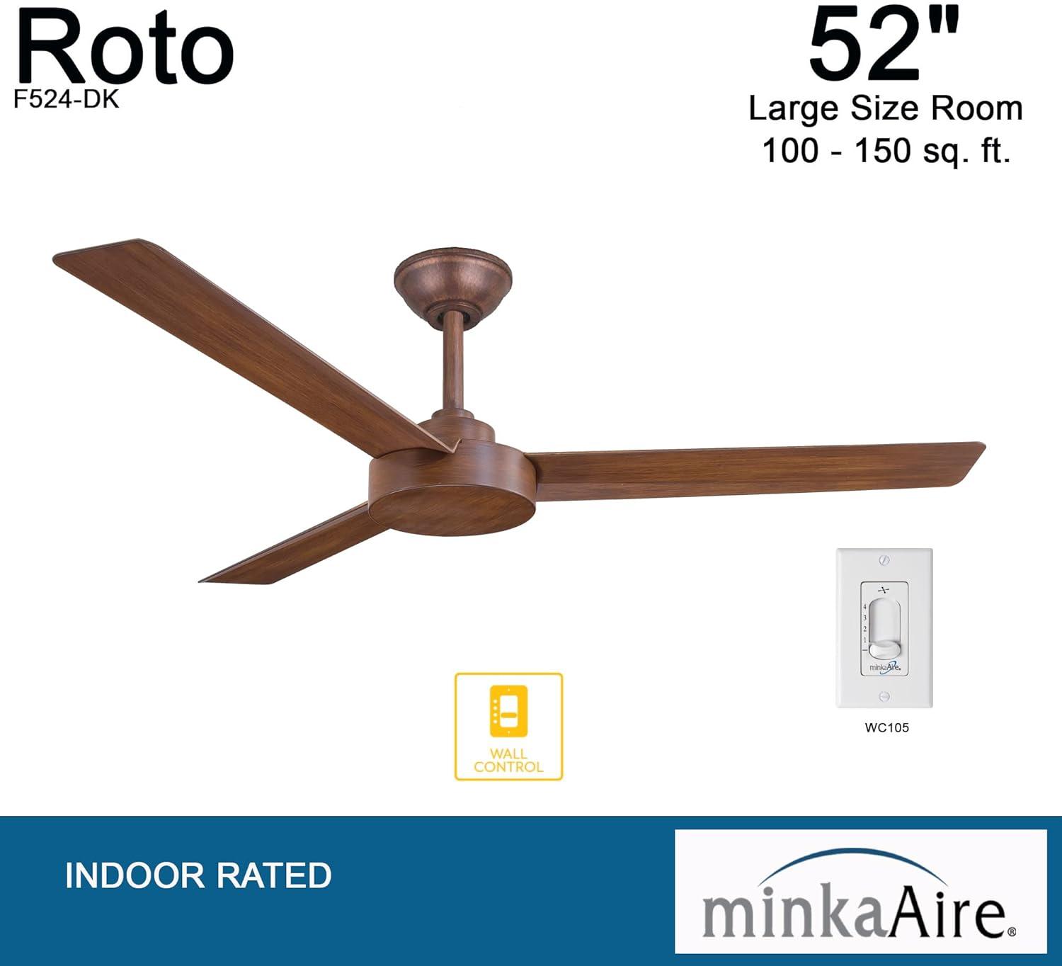 52" Roto 3 - Blade Propeller Ceiling Fan with Wall Control