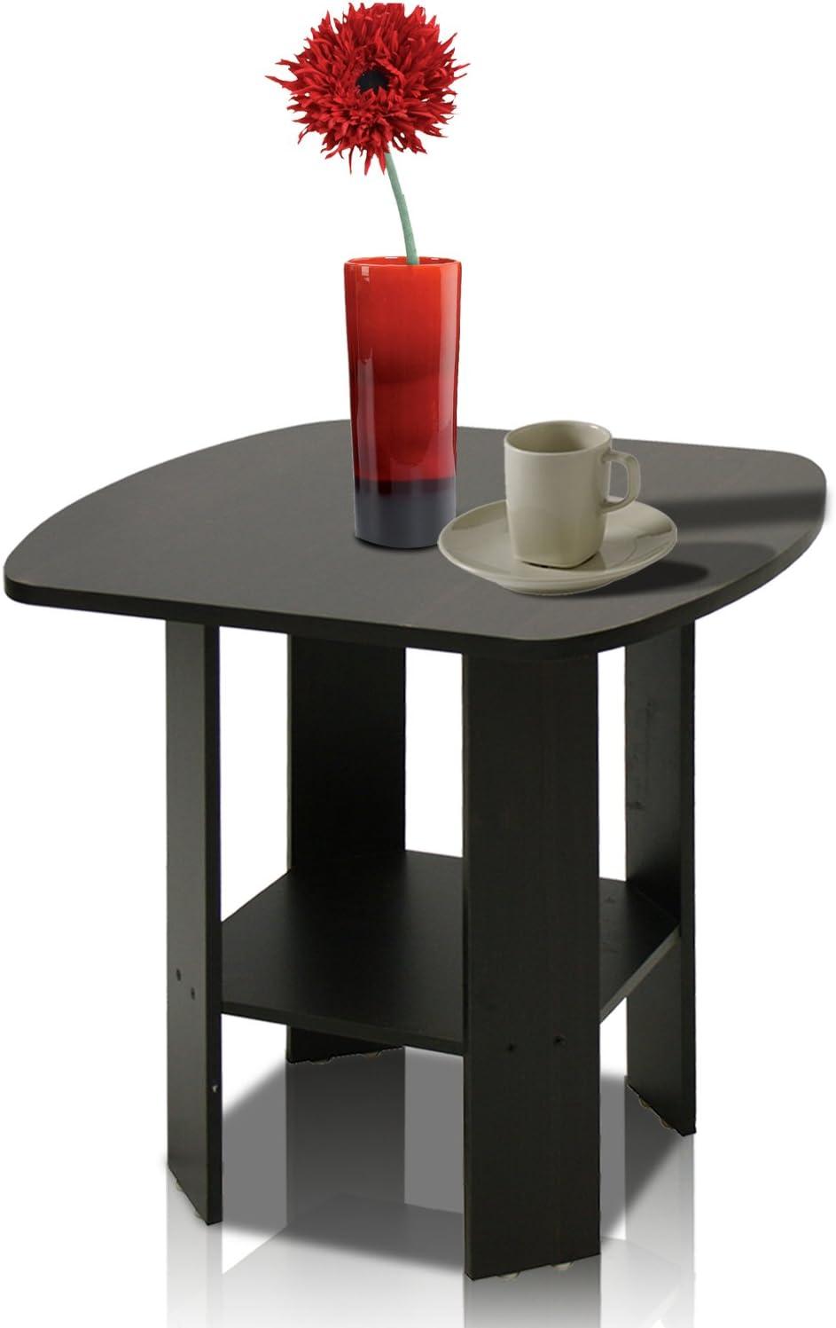 Furinno Industrial End Table Sofa Side Coffee Table with 2 Storage Shelf,Espresso
