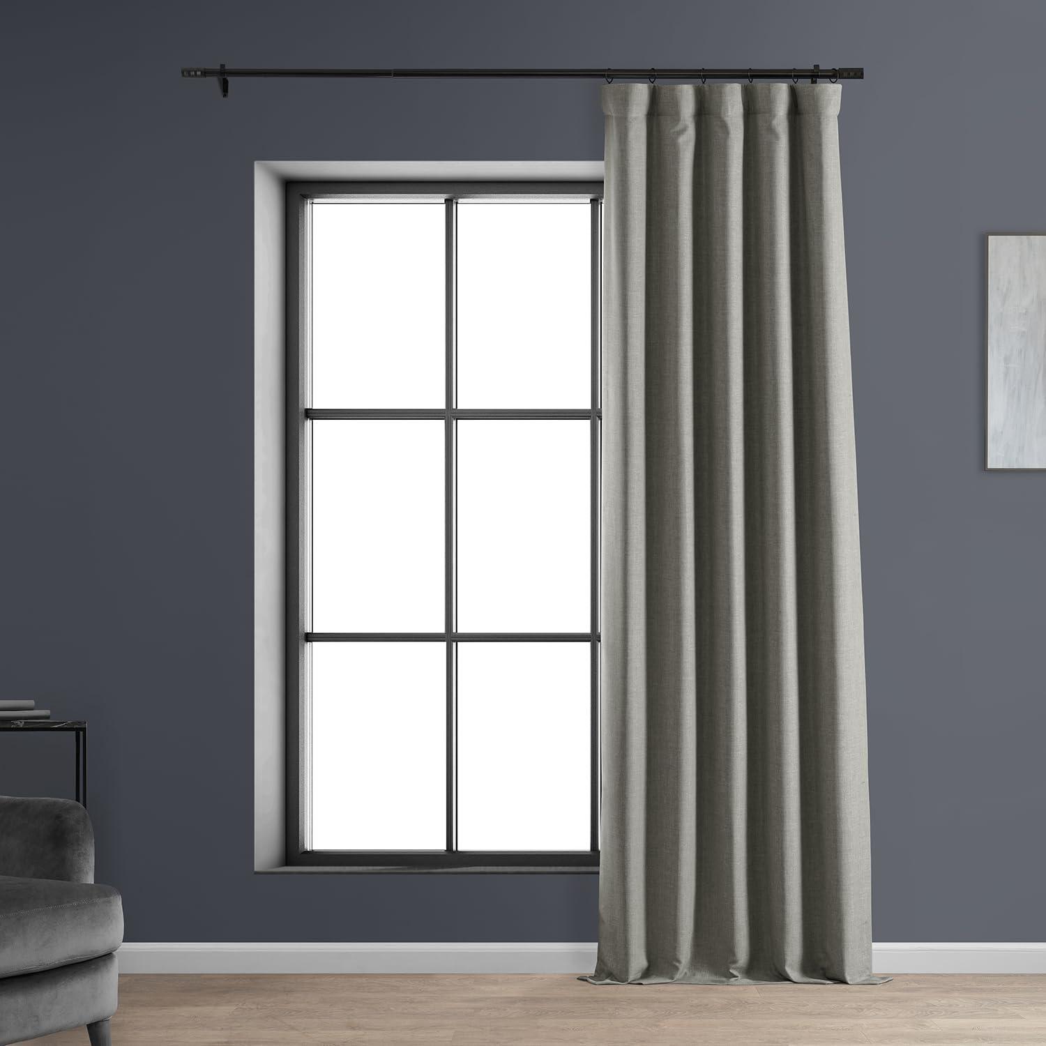 Signature Destination Slate Faux Linen Blackout Curtain (1 Panel), Destination Slate, 50W X 96L