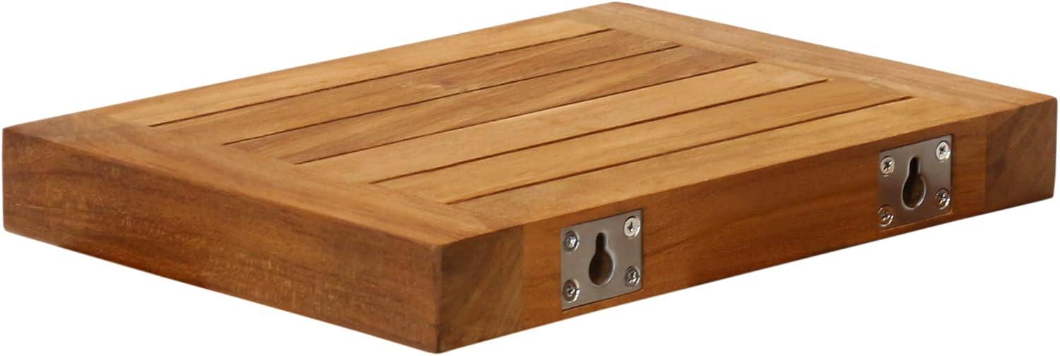 18" Natural Teak Wood Floating Wall Shelf