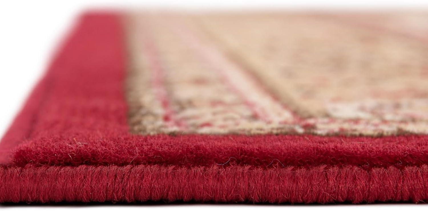 Elegant Medallion 9' x 12' Synthetic Area Rug in Red, Black, and Cream