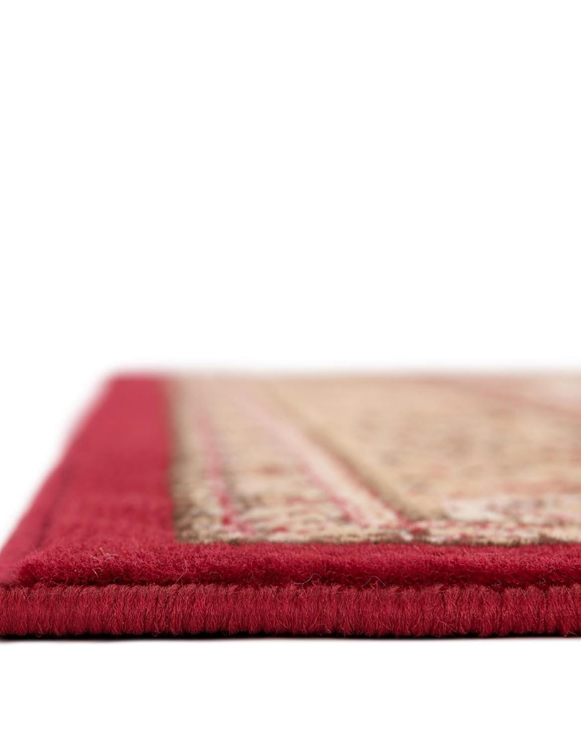 Elegant Medallion 9' x 12' Synthetic Area Rug in Red, Black, and Cream