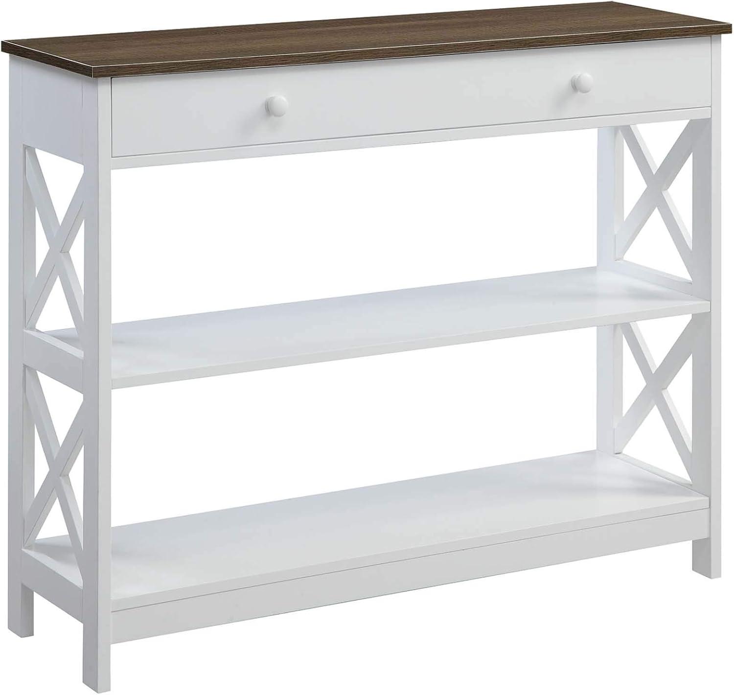 Convenience Concepts Driftwood Oxford One-Drawer Console Table in White Wood