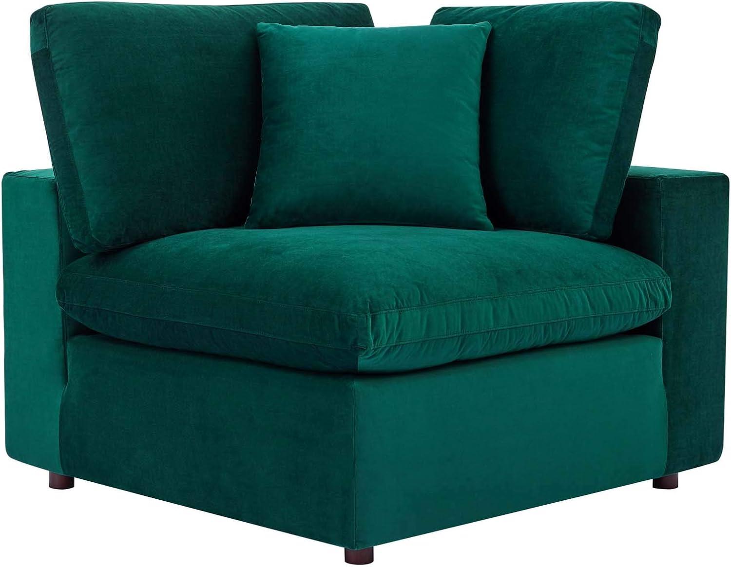 Modway Commix 4-Piece Performance Velvet Sectional Sofa in Green