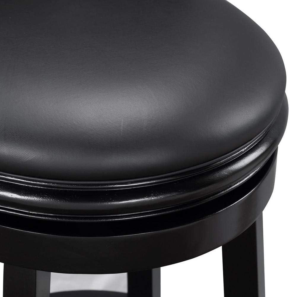 Augusta 29" Black Faux Leather Swivel Wood Bar Stool