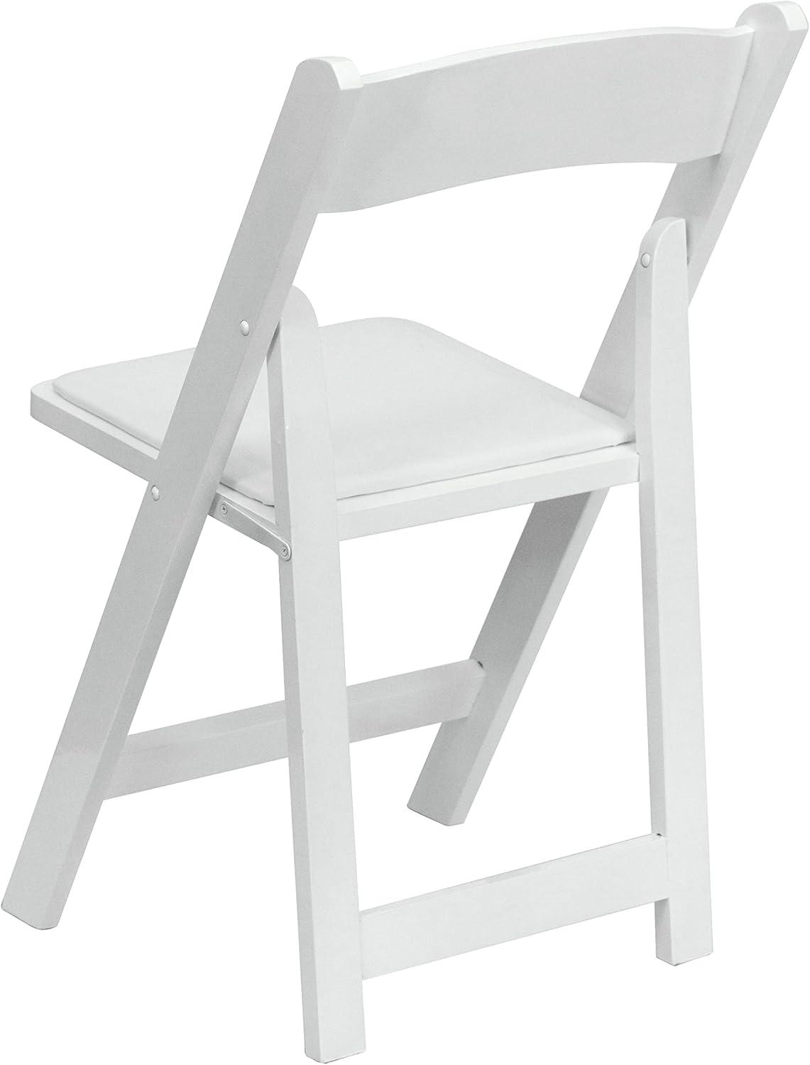 Flash Furniture 2 Pack HERCULES Series White Wood Folding Chair with Vinyl Padded Seat