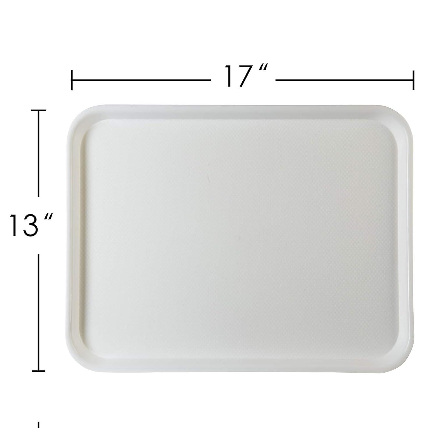 Rectangular Plastic Serving Trays,Fast Food Serving Cafeteria Trays,17"X13",Set of 6(White)