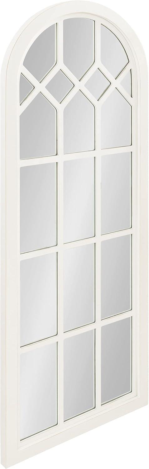 Gilcrest Arch White Wood Windowpane Mirror, 18x47
