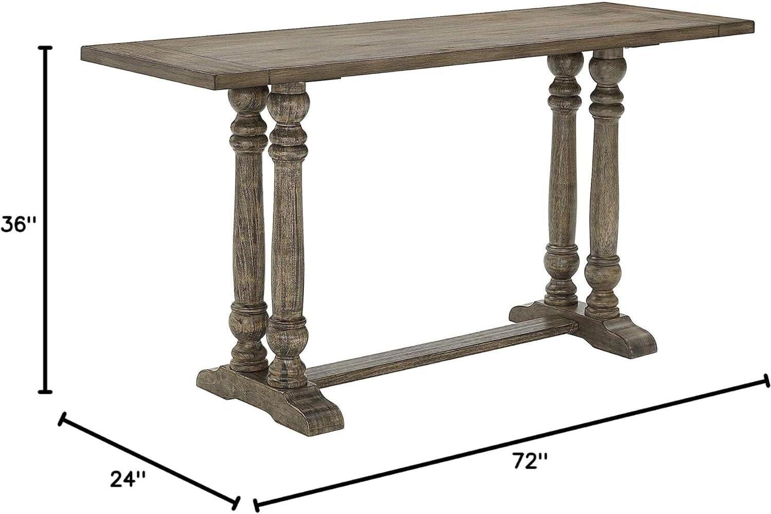 Transitional Smokey Oak Counter Height Dining Table, 71"x24"