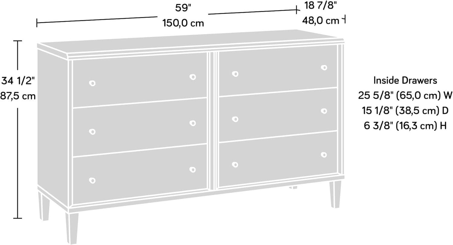 Grand Walnut Mid-Century Modern Double Dresser with Mirror