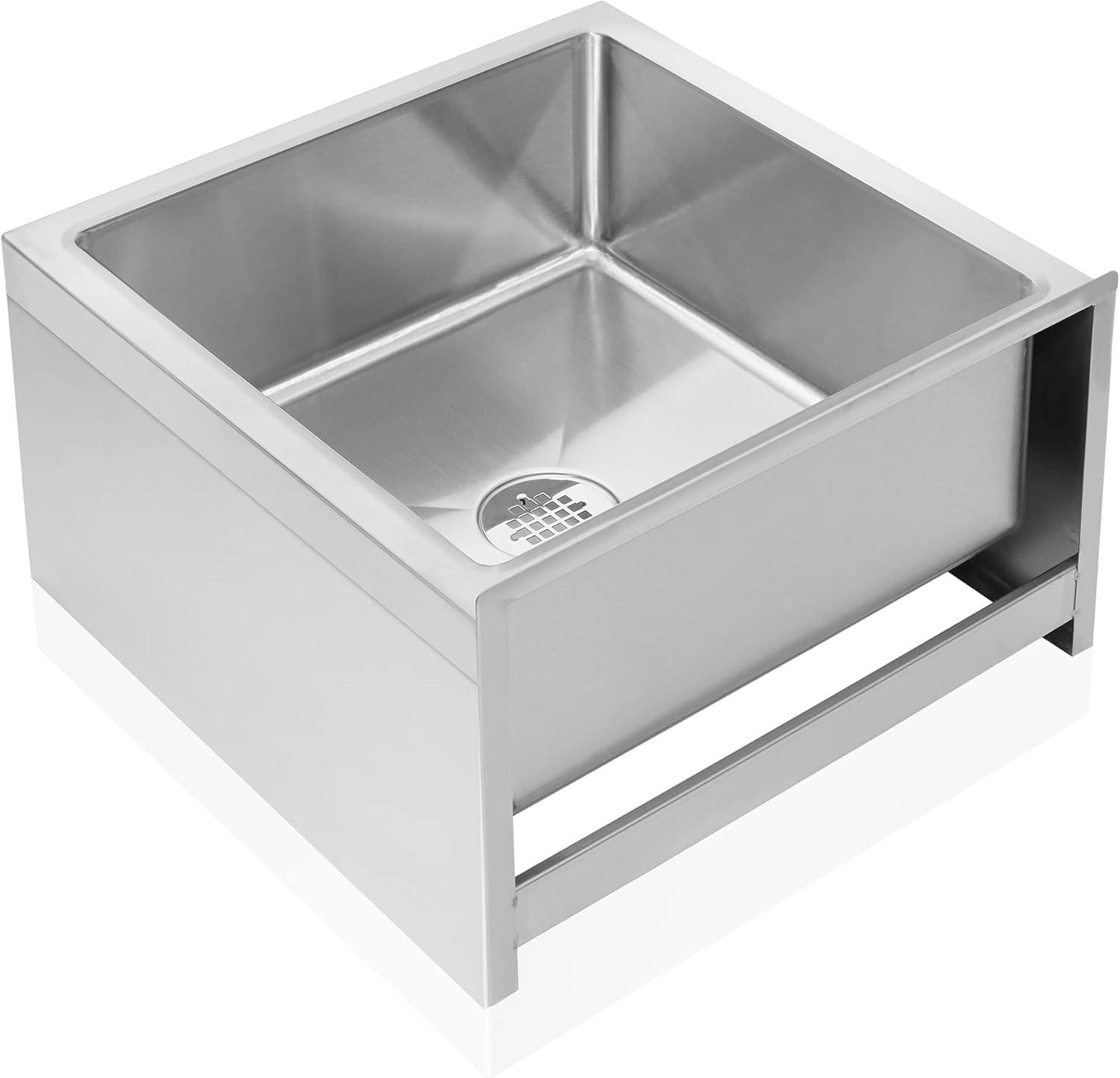 GRIDMANN 19'' L x 22'' W Floor Sink with Backsplash REST-SINK-MP-GR20