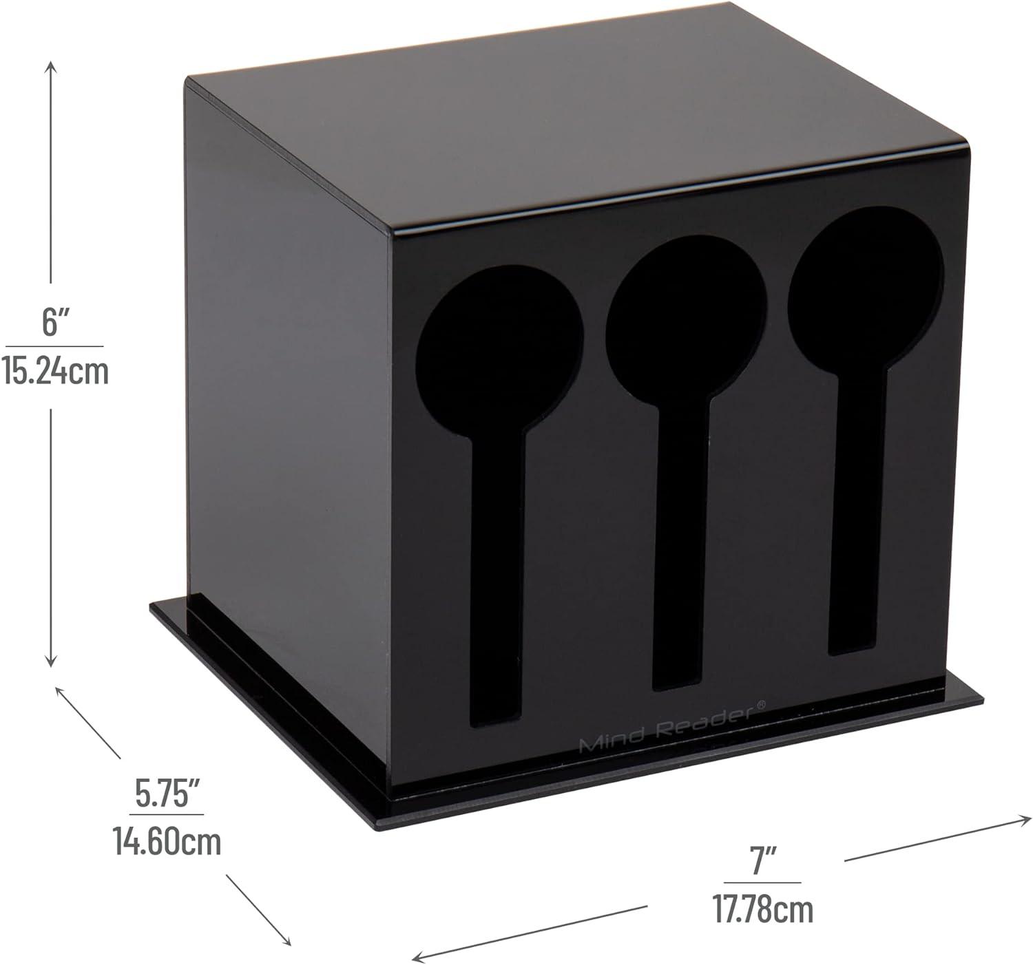 Black 3-Compartment Plastic Utensil Dispenser