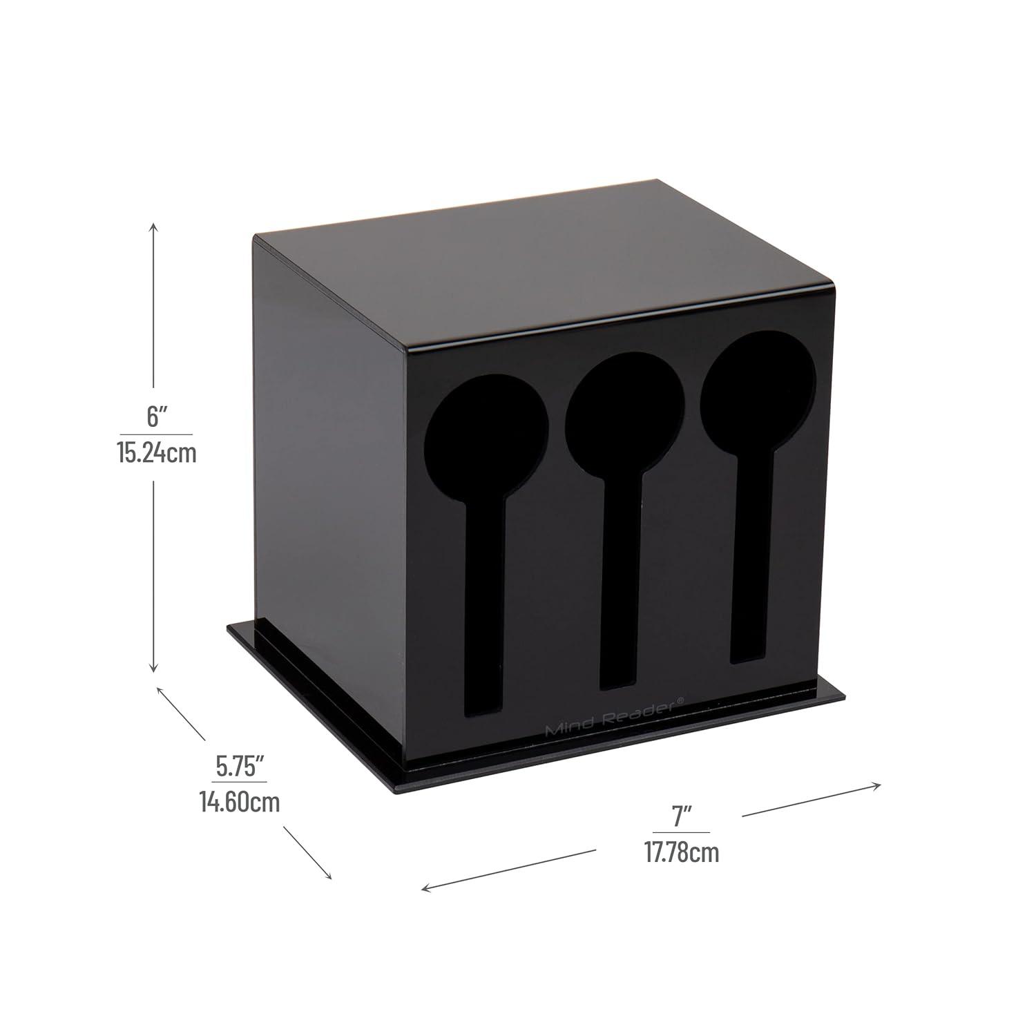Mind Reader Mind Reader Utensil Dispenser, Silverware Organizer, Plastic Fork and Spoon DIspenser, Kitchen, 7"L x 5.75"W x 6"H, Black