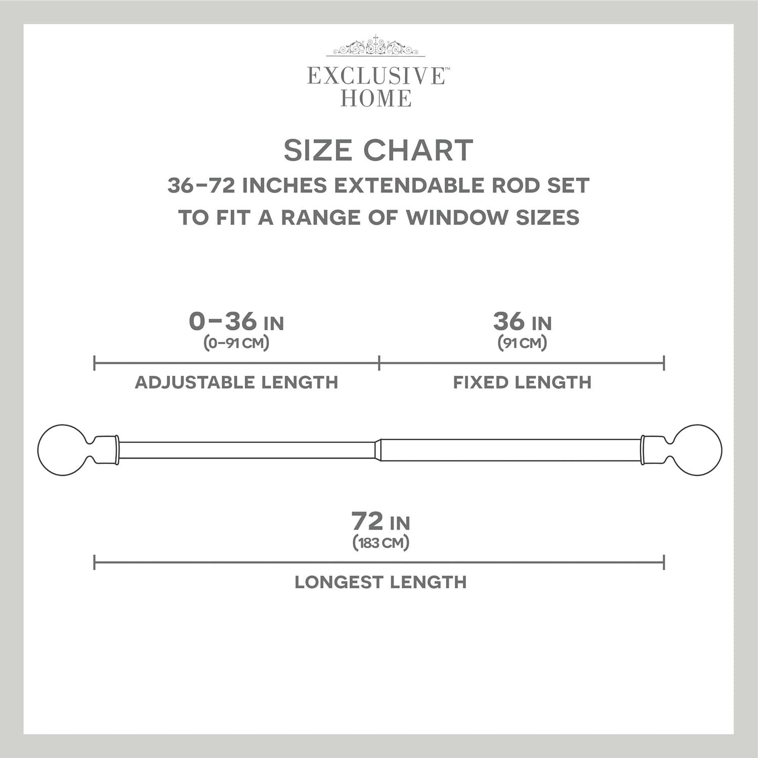 EXCLUSIVE HOME Modern Layer 1" Curtain Rod and Coordinating Finial Set, Matte Silver, Adjustable 36"-72"