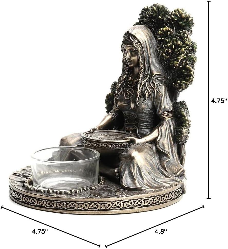Veronese Design 4 7/8" Tall Celtic Goddess Danu Tealight Candle Holder Cold Cast Bronzed Resin Sculpture Wiccan Home Decor Figurine Collectibles
