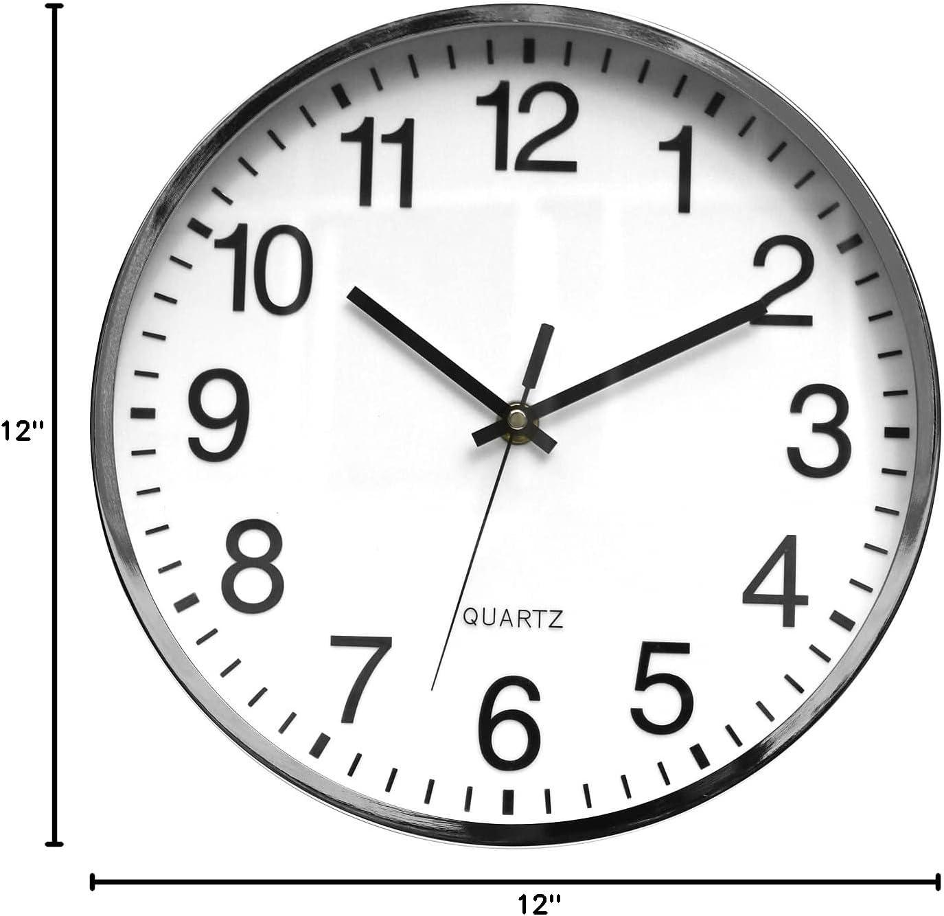 12" Chrome Silent Sweep Metal Wall Clock