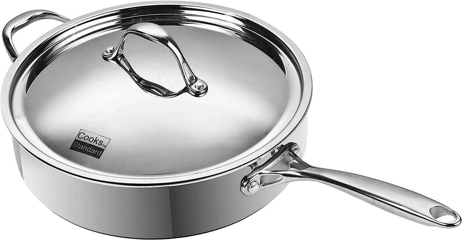 10.5-Inch Stainless Steel Induction Sauté Pan with Lid