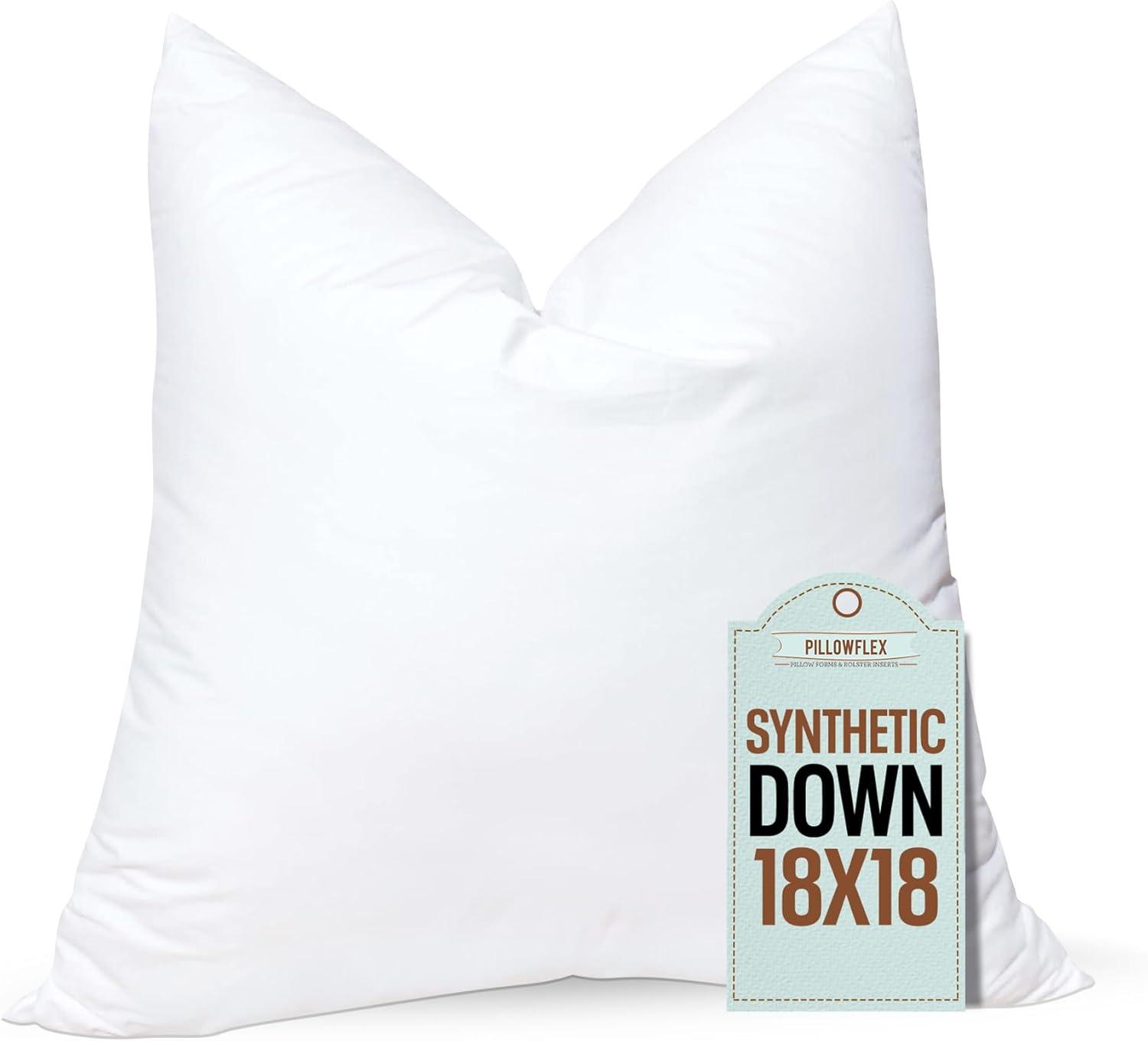 18x18 White Polyester Hypoallergenic Square Bed Pillow