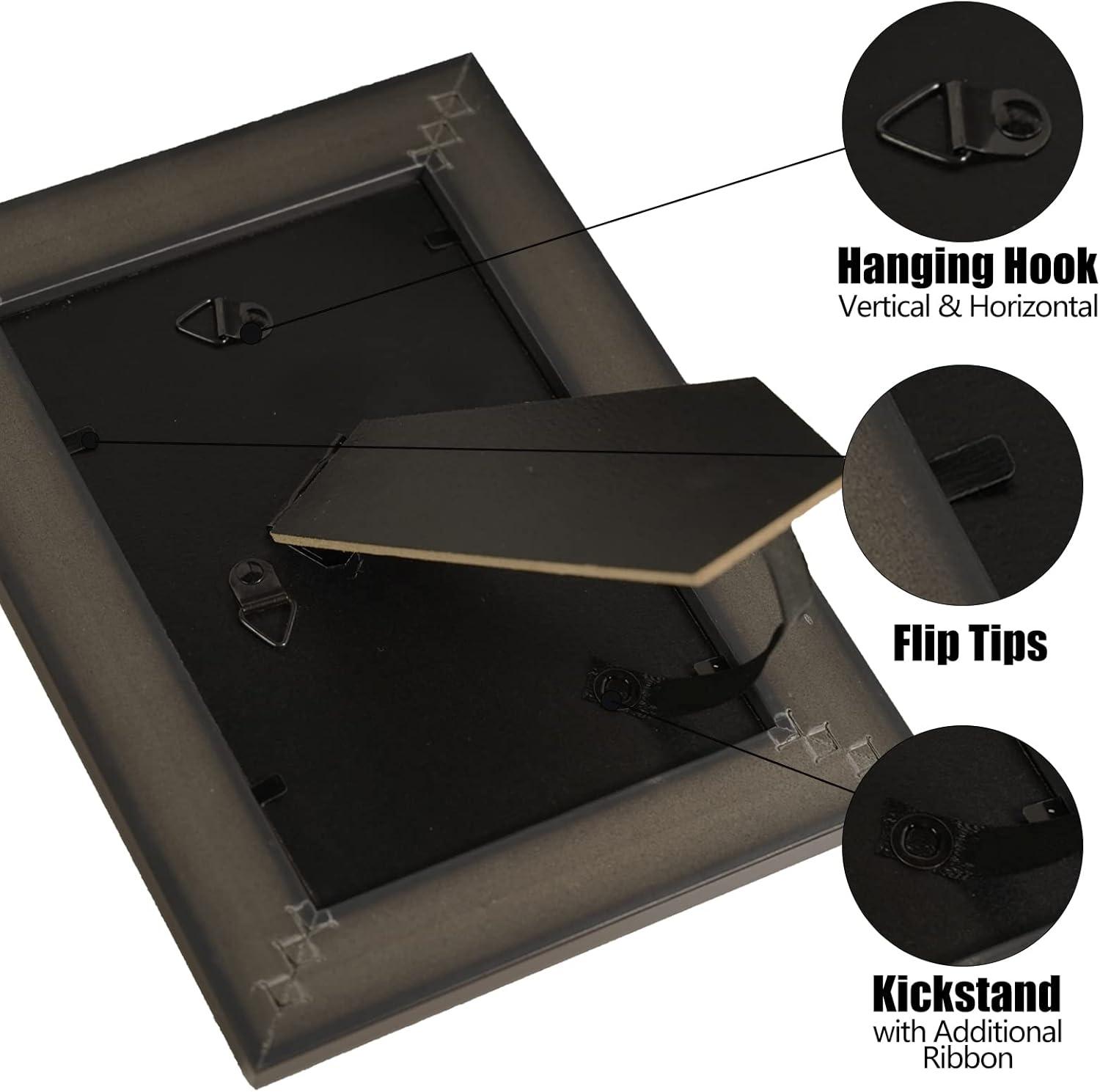 4x6 Picture frames set of 2, Photo frames 4x6 with Real Glass, Tabletop Display & Wall Mount, Brown with Gold Bead