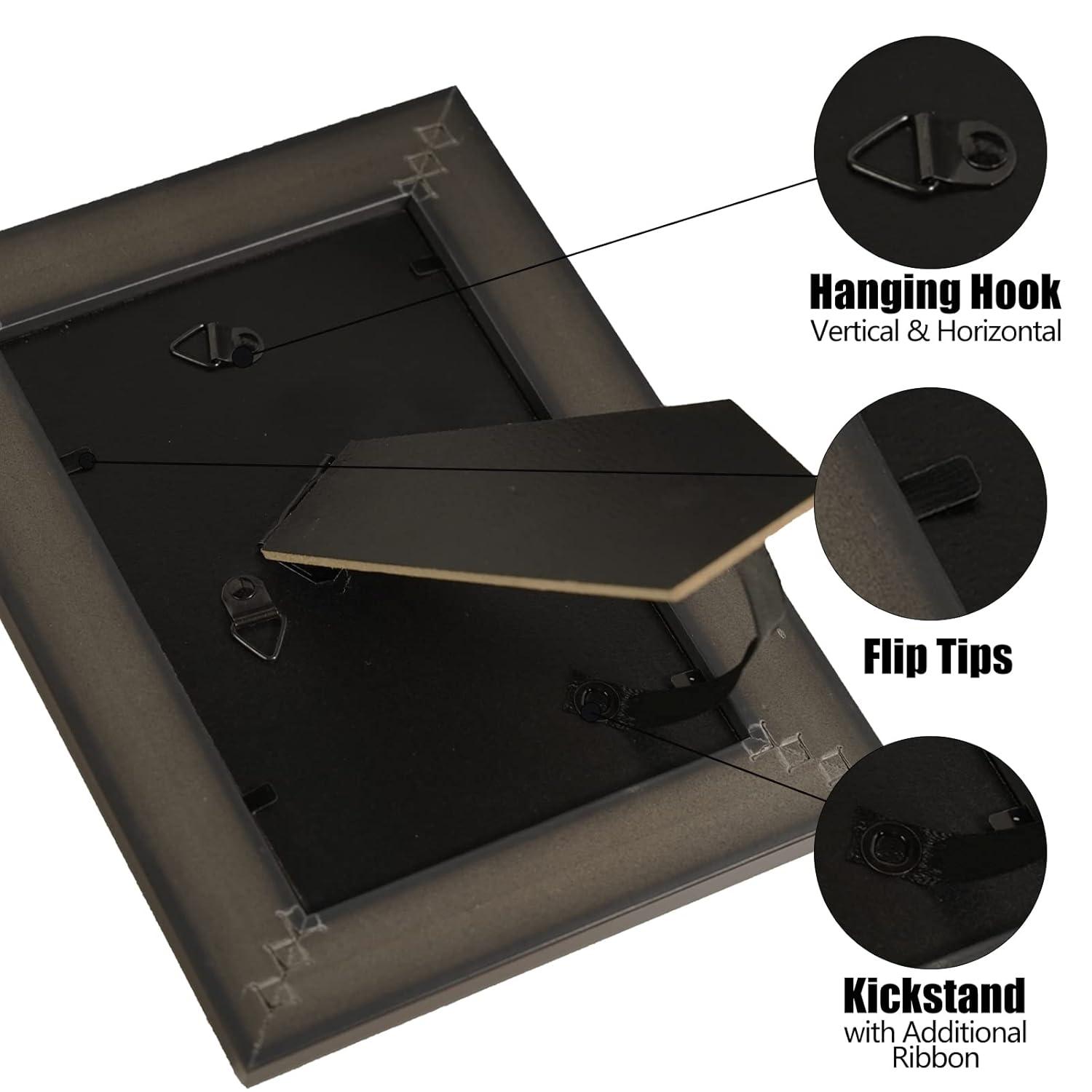 4x6 Picture frames set of 2, Photo frames 4x6 with Real Glass, Tabletop Display & Wall Mount, Brown with Gold Bead
