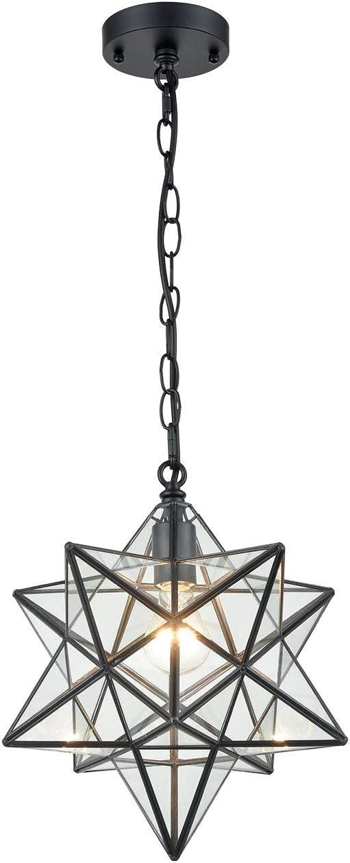 Geometric Black and Clear Glass Star Pendant Light