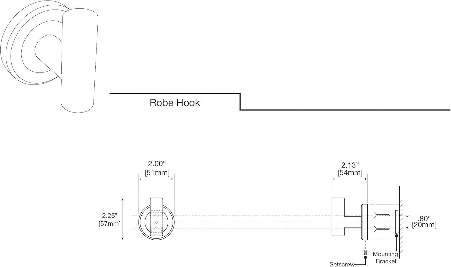 Latitude II Wall Mounted Robe/Towel Hook