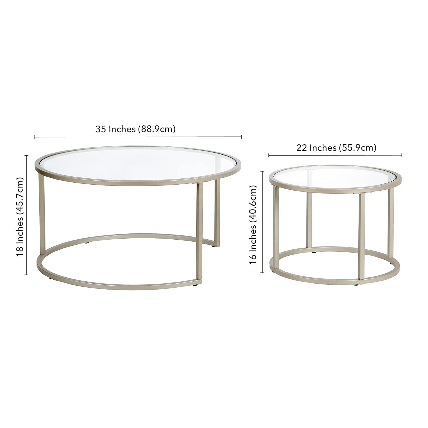 Evelyn&Zoe Watson Round Nested Coffee Table in Satin Nickel