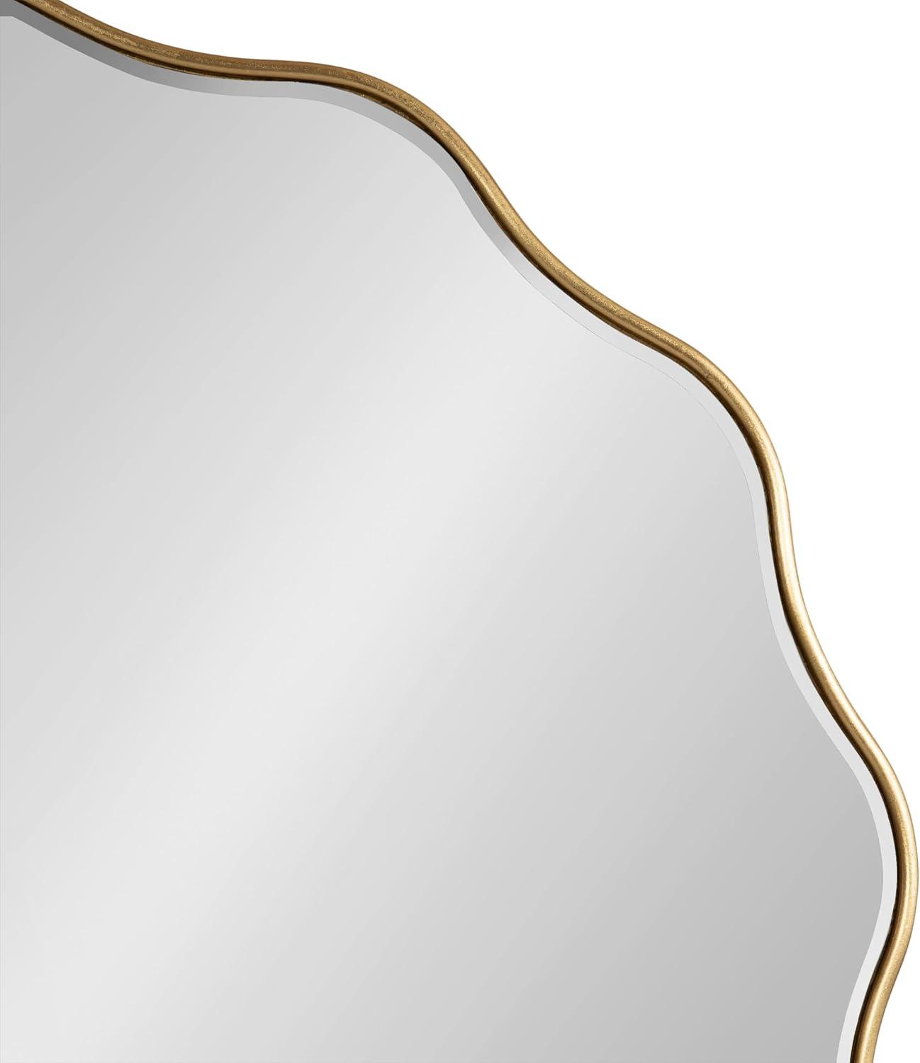 Kate & Laurel All Things Decor 32"x32" Viona Round Scalloped Mirror Gold: Luxury Glam Decor, No Assembly, Espejo